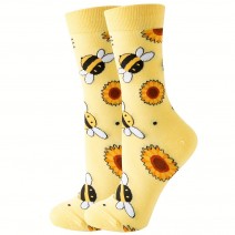 Music Festival Cartoon Bee Print Socks, Comfy & Cute Mid Tube Socks, Women's Stockings & Hosiery Music Festival Cartoon Bee Print Socks, Comfy & Cute Mid Tube Socks, Women's Stockings & Hosiery