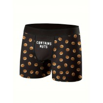 Contains Nuts Print Men's Fashion Novelty Boxer Briefs Shorts, Breathable Comfy High Stretch Boxer Trunks, Men's Underwear Contains Nuts Print Men's Fashion Novelty Boxer Briefs Shorts, Breathable Comfy High Stretch Boxer Trunks, Men's Underwear