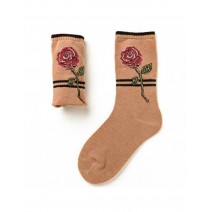 Womens Cotton Embroidery Retro Antibacterial Deodorant Beri Socks Breathable Sport Middle Tube Socks Womens Cotton Embroidery Retro Antibacterial Deodorant Beri Socks Breathable Sport Middle Tube Socks