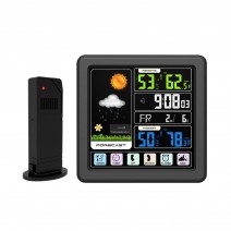 Touch Color LCD Screen Wireless Weather Station Alarm Clock Indoor & Outdoor Thermometer Hygrometer with USB Port Snooze Function--Black Touch Color LCD Screen Wireless Weather Station Alarm Clock Indoor & Outdoor Thermometer Hygrometer with USB Port Snooze Function--Black