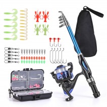 Fishing Rod Reel Combo Full Kit 1.3m Telescopic Fishing Rod Spinning Reel Set with Hooks Soft Lures Barrel Swivels Storage Bag Fishing Rod Reel Combo Full Kit 1.3m Telescopic Fishing Rod Spinning Reel Set with Hooks Soft Lures Barrel Swivels Storage Bag