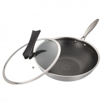 Stainless Steel Fry Pan with Lid Non-Stick Wok Saucepan Cookware Flat Bottom Kitchen Cooking Pan Food Cooker Fast Heat-up Stainless Steel Fry Pan with Lid Non-Stick Wok Saucepan Cookware Flat Bottom Kitchen Cooking Pan Food Cooker Fast Heat-up