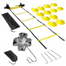 Speed Agility Training Kit Agility Ladder Football Ladder with 12-Rung with 12 Cones and 4 Stakes Football Training Equipment Speed Agility Training Kit for Football Basketball Baseball Hockey Speed Agility Training Kit Agility Ladder Football Ladder with 12-Rung with 12 Cones and 4 Stakes Football Training Equipment Speed Agility Training Kit for Football Basketball Baseball Hockey