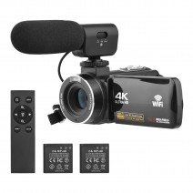 4K Digital Video Camera WiFi Camcorder DV Recorder 56MP 18X Digital Zoom 3.0 Inch IPS Touchscreen Supports Face Detection IR Night Vision Anti-shake with 2pcs Batteries + Remote Control + Carry Bag + External Microphone 4K Digital Video Camera WiFi Camcorder DV Recorder 56MP 18X Digital Zoom 3.0 Inch IPS Touchscreen Supports Face Detection IR Night Vision Anti-shake with 2pcs Batteries + Remote Control + Carry Bag + External Microphone