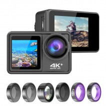4K 24MP Dual Screen Sport Camera DV Camcorder 2.0 Inch Screen 170° Wide Angle EIS 40m Waterproof WiFi with Macro CPL ND4 8 16 Purple Lens for Outdoor Sports 4K 24MP Dual Screen Sport Camera DV Camcorder 2.0 Inch Screen 170° Wide Angle EIS 40m Waterproof WiFi with Macro CPL ND4 8 16 Purple Lens for Outdoor Sports