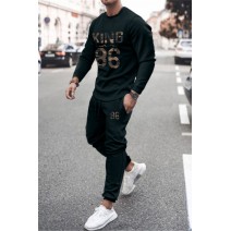 Letter Number Print Long Sleeve Top and Sweatpants Men's Sports Suit Letter Number Print Long Sleeve Top and Sweatpants Men's Sports Suit