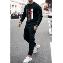 US Flag Print Long Sleeve Sweatshirt and Joggers Men's Sports Suit US Flag Print Long Sleeve Sweatshirt and Joggers Men's Sports Suit