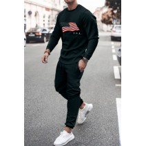 Men's U.S.A. Flag Print Long Sleeve Top and Sweatpants Sports Suit Men's U.S.A. Flag Print Long Sleeve Top and Sweatpants Sports Suit