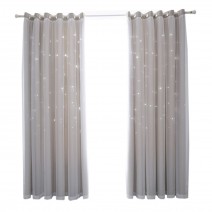 2Pcs Window Curtain Hollowed Out Stars Shading Curtain Drape Purdah for Home Living Room Bedroom 2Pcs Window Curtain Hollowed Out Stars Shading Curtain Drape Purdah for Home Living Room Bedroom