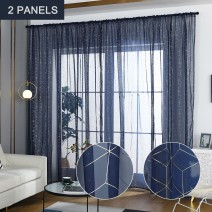 Semi-Sheer Curtains Rod Pocket Room Darkening Curtains for Living Room/Bedroom Set of 2 Panels (39'' W x 78'' L, Dark Blue) Semi-Sheer Curtains Rod Pocket Room Darkening Curtains for Living Room/Bedroom Set of 2 Panels (39'' W x 78'' L, Dark Blue)
