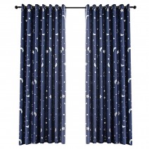 2pc Curtain with Hot Silver Star and Moon Full Blackout Bedroom Living Room Heat Insulation Light Blocking Curtain Fabric 2pc Curtain with Hot Silver Star and Moon Full Blackout Bedroom Living Room Heat Insulation Light Blocking Curtain Fabric