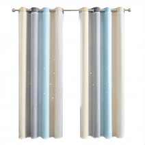 2pc Curtain Simple Gradient Hollow-out Star Pattern Double Layer Blackout Bedroom Living Room Insulation Curtain 2pc Curtain Simple Gradient Hollow-out Star Pattern Double Layer Blackout Bedroom Living Room Insulation Curtain